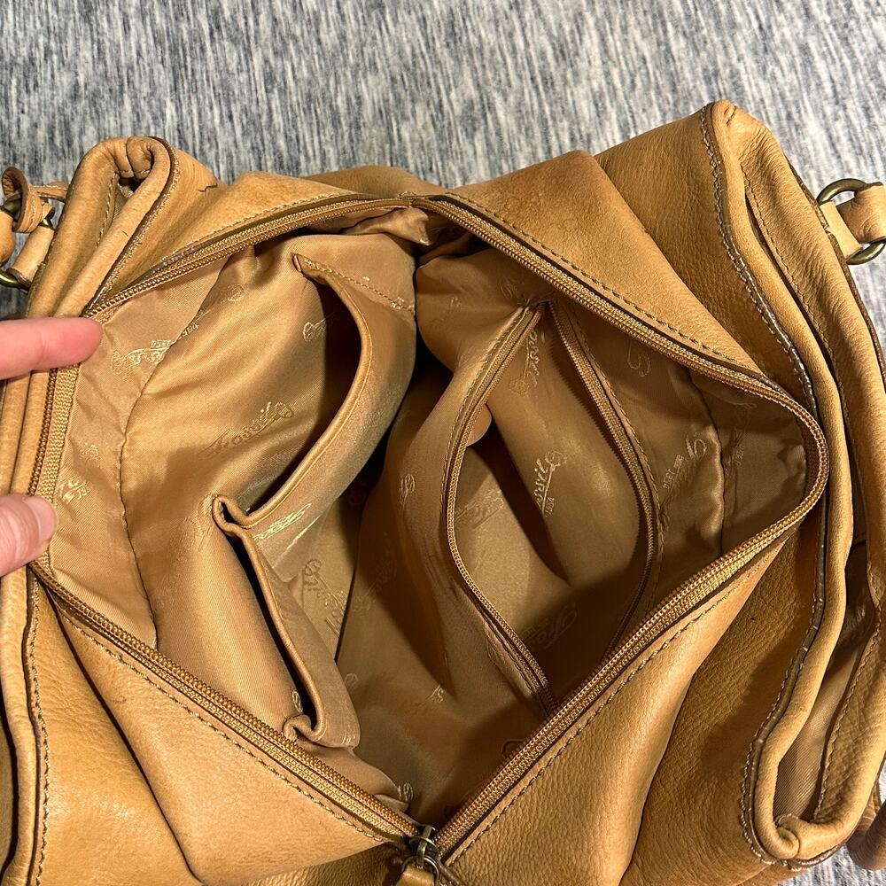 Fossil Camel Brown Leather Satchel Shoulder Bag Vintage Boho Everyday Purse - Picture 9 of 14